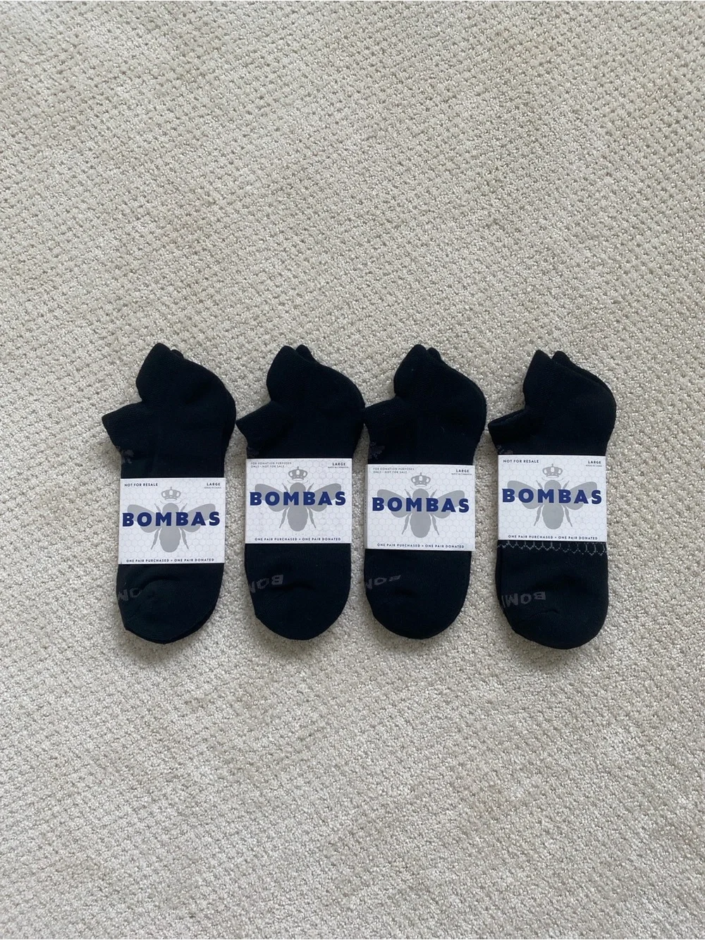 Bombas Men's Ankle No Show Socks - Black (4 Pack)